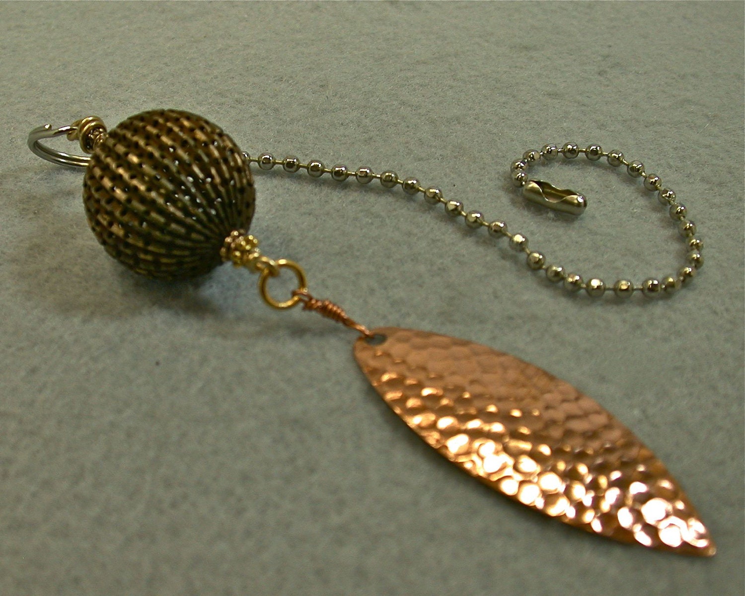 Vintage Copper Dangle Brass Tea Strainer Bead Light Pull