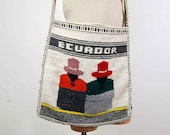 Ethnic rug bag  / Geometric folk blanket tote