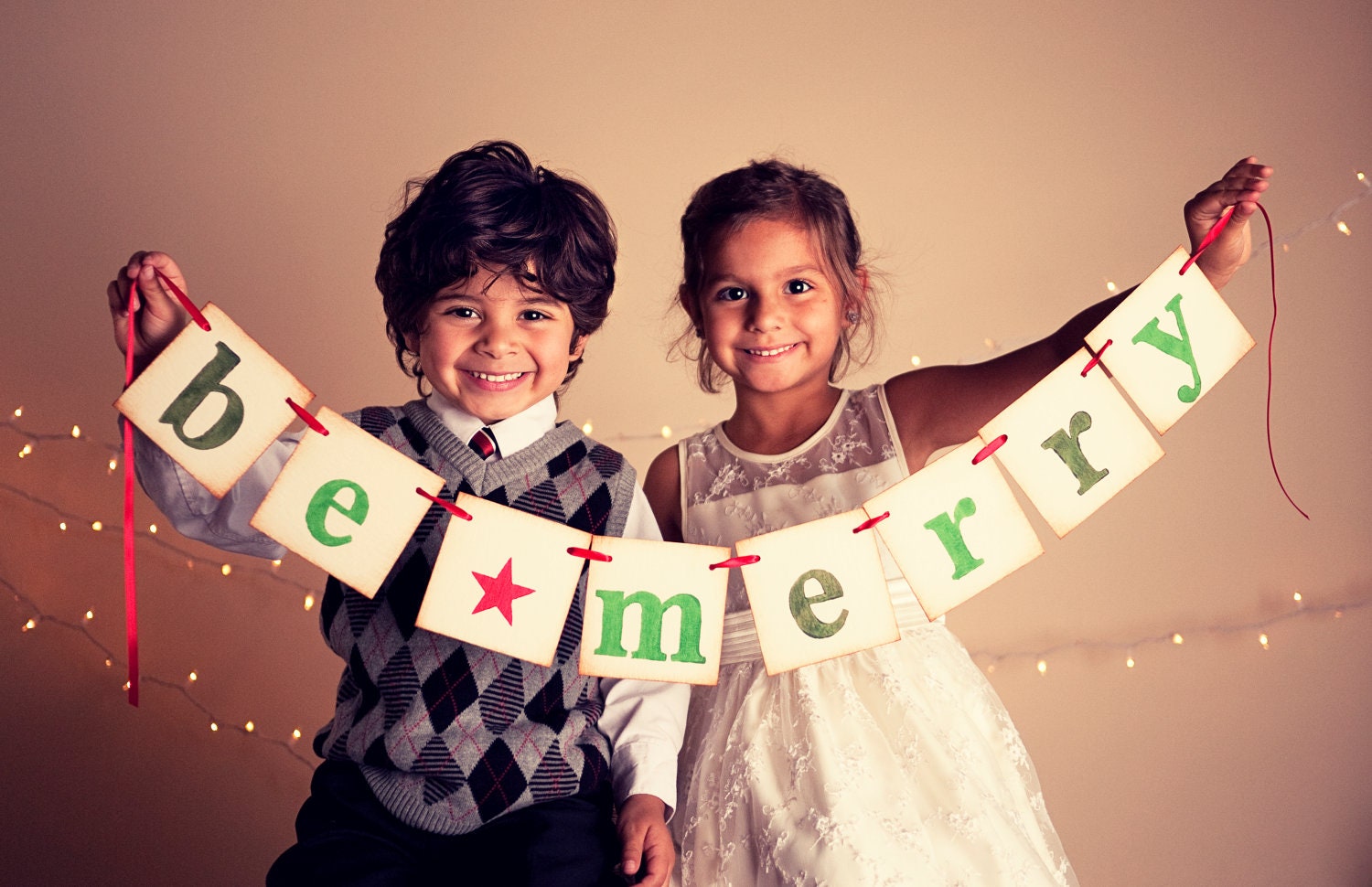 christmas garland Be Merry photoprop banner Il_570xn