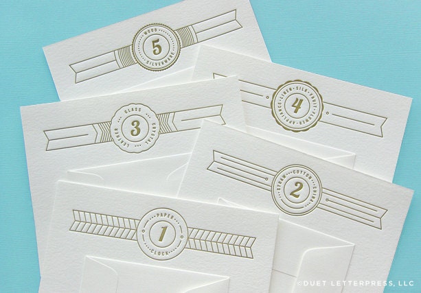 letterpress anniversary card set