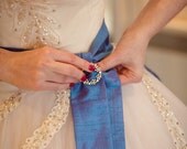Blue Violet Iris Silk Sash Bow Belt Wedding Sash - longer length - ready to ship