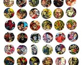 zombie ghouls undead 1 inch circles clip art collage sheet  science fiction horror