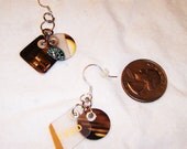 Upcycled Coffee Gift Card Earrings with silver Plated Hooks repurposed