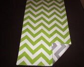Green and Gray Reversible Chevron Table Runner