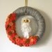 Owl Wreath, Autumn Wreath, Halloween Wreath, Yarn and Felt Wreath - 14 inch size