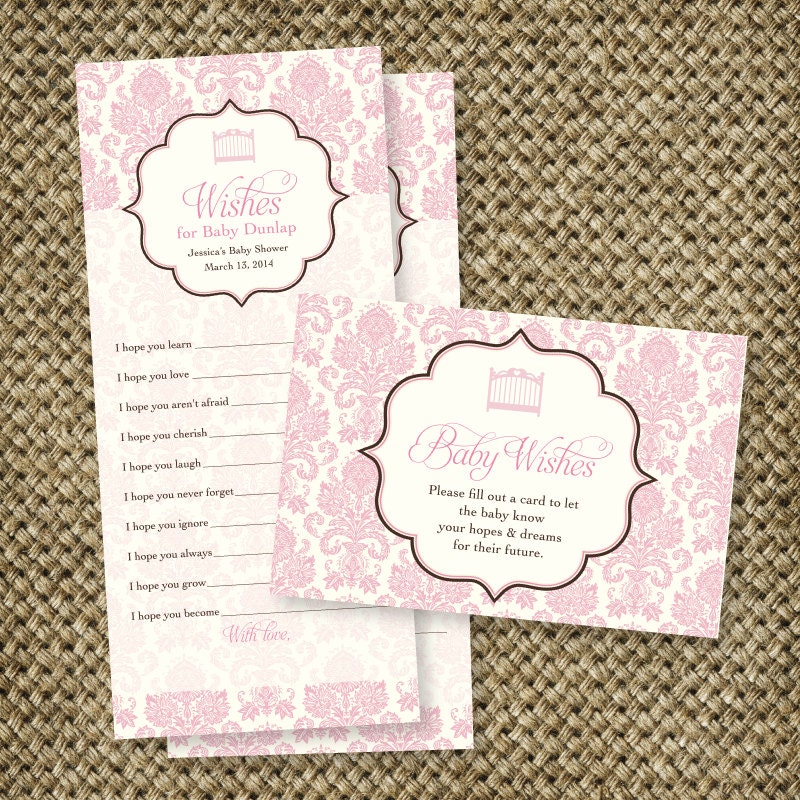 Wishes for Baby, Printable Custom Baby Shower Game - Shabby Chic Crib