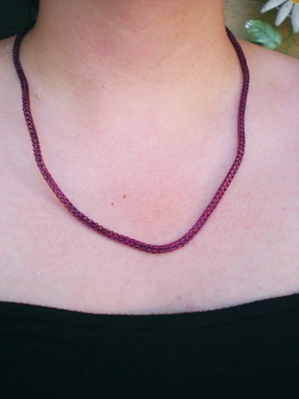 VIKING KNIT NECKLACE - 23 Inch Magenta Plated Copper - Single Weave