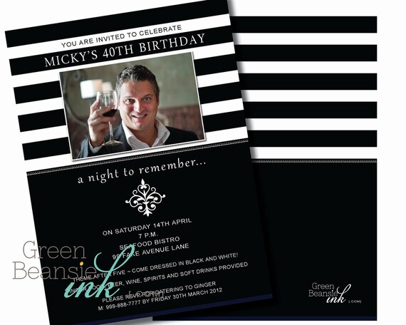 GLAM BLACK & WHITE Printable Party Invitation Il_570xn