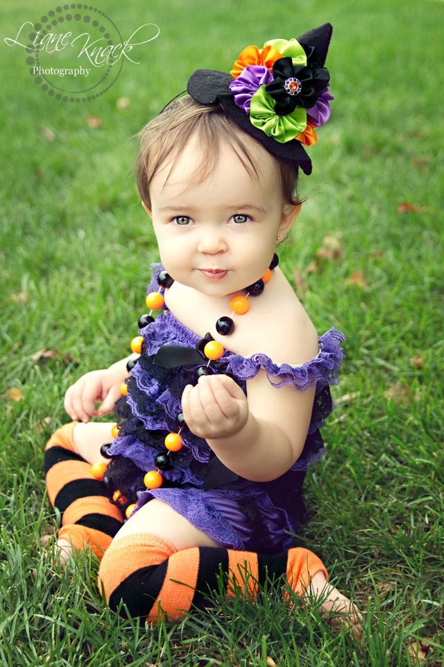 WiTCH Hat - Headband - Baby Black Orange Purple Green Costume Halloween Girls Women Good Bad Boutique Couture Photo Prop Fancy Bow FITS ALL