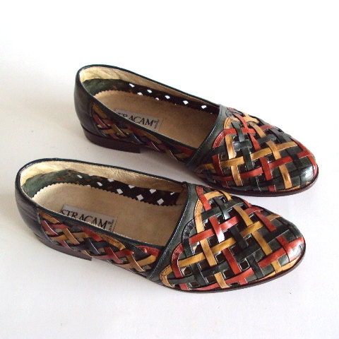 Vintage Stracam Italian Woven Leather Shoe Size by pascalvintage