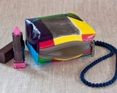 Purse Pouch Make Up Bag Pill Case Multi Color Oilcloth