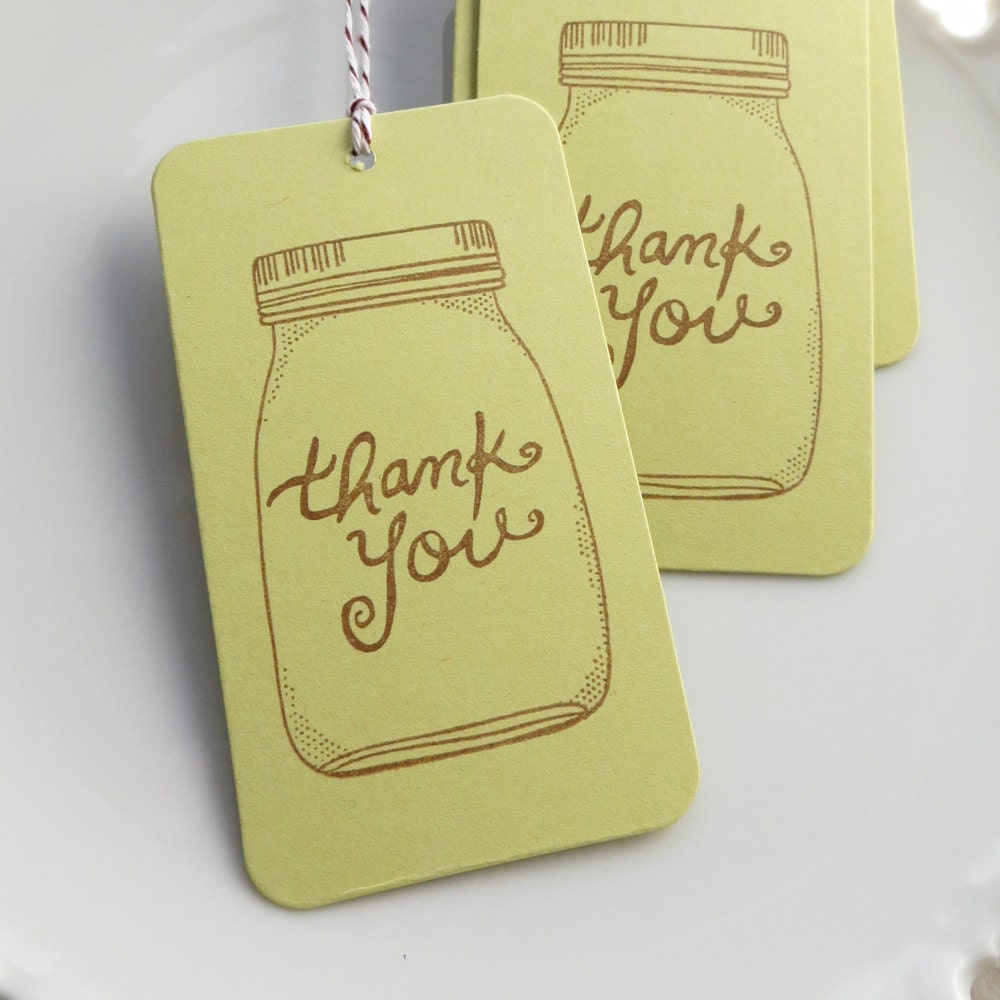 Thank You Tags Mason Jars - Set of 6 Large - Custom Colors Available - Wedding Shower Tags Summer Party Favor Tags Il_570xn