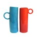 tea for two ..... hand built whimsical festive teal and red porcelain cups