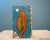 Orange Leaf Nature Block - Mixed Media Original