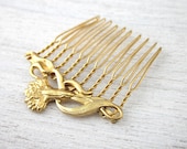 Lotus Hair Comb in Matte Gold, wedding hair accessory, bridal hair piece