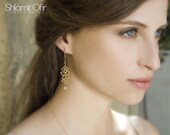 Long Bunch of Flowers Earrings in Matte Gold