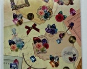Cute Antique / Vintage Themed Plastic Stickers From Japan - Jewelry, Bracelet, Necklace, Pendant, Buttons, Photo Frame, Gems, Chest, Brooch