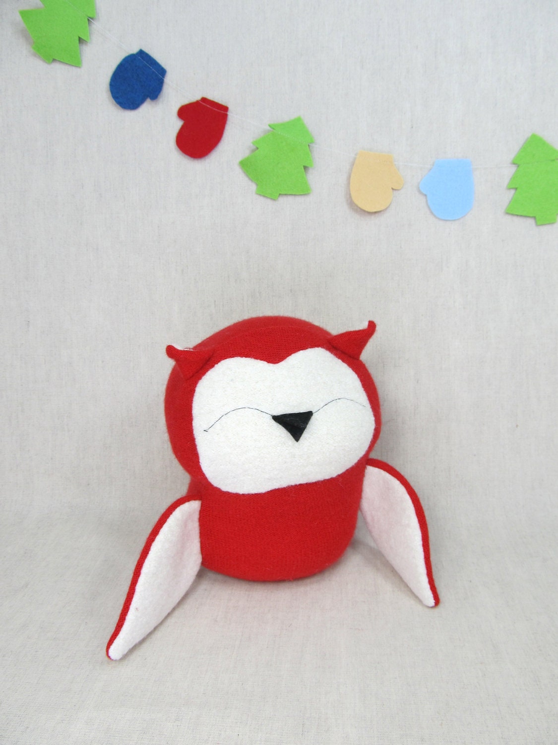Owl, Handmade, Stuffed Animal, Toy, Children, Plush, Red