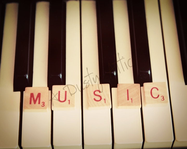 Music Piano Print 8x10 Scrabble Tiles