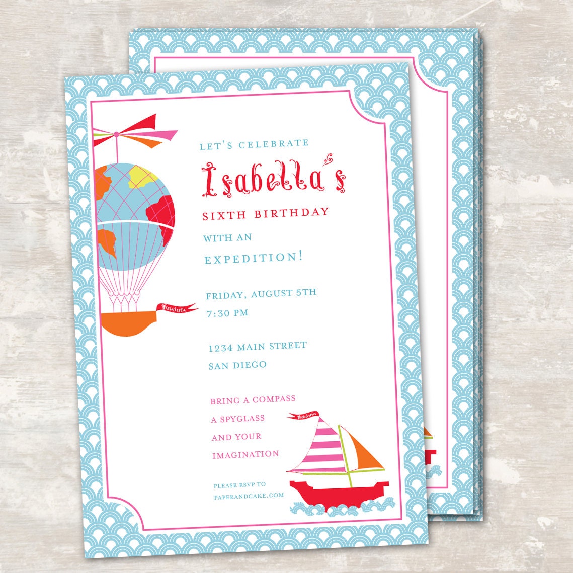 Imagine a Journey Birthday Party Invitations (set of 12) PRINT & SHIP Il_570xn