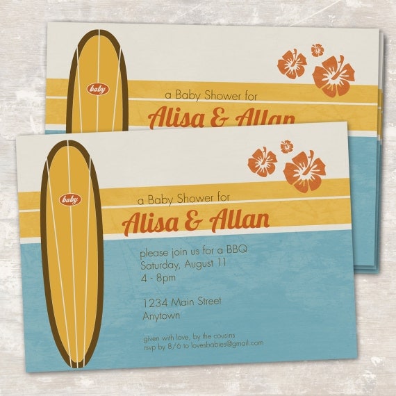 Vintage Surf Party Invitations (set of 12) PRINT & SHIP Il_570xn