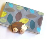 SALE - Organic Baby Burp Cloths SET of 2 - Gray Brown Autumn Leaf Woodland - Eco Friendly Modern Baby Shower Gift (Ready to Ship)