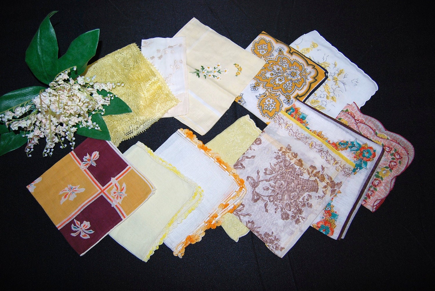 Vintage Hankies Sunshine Heirloom Bouquet