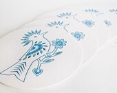 Letterpress Coaster Set of Eight Folk Art Birds