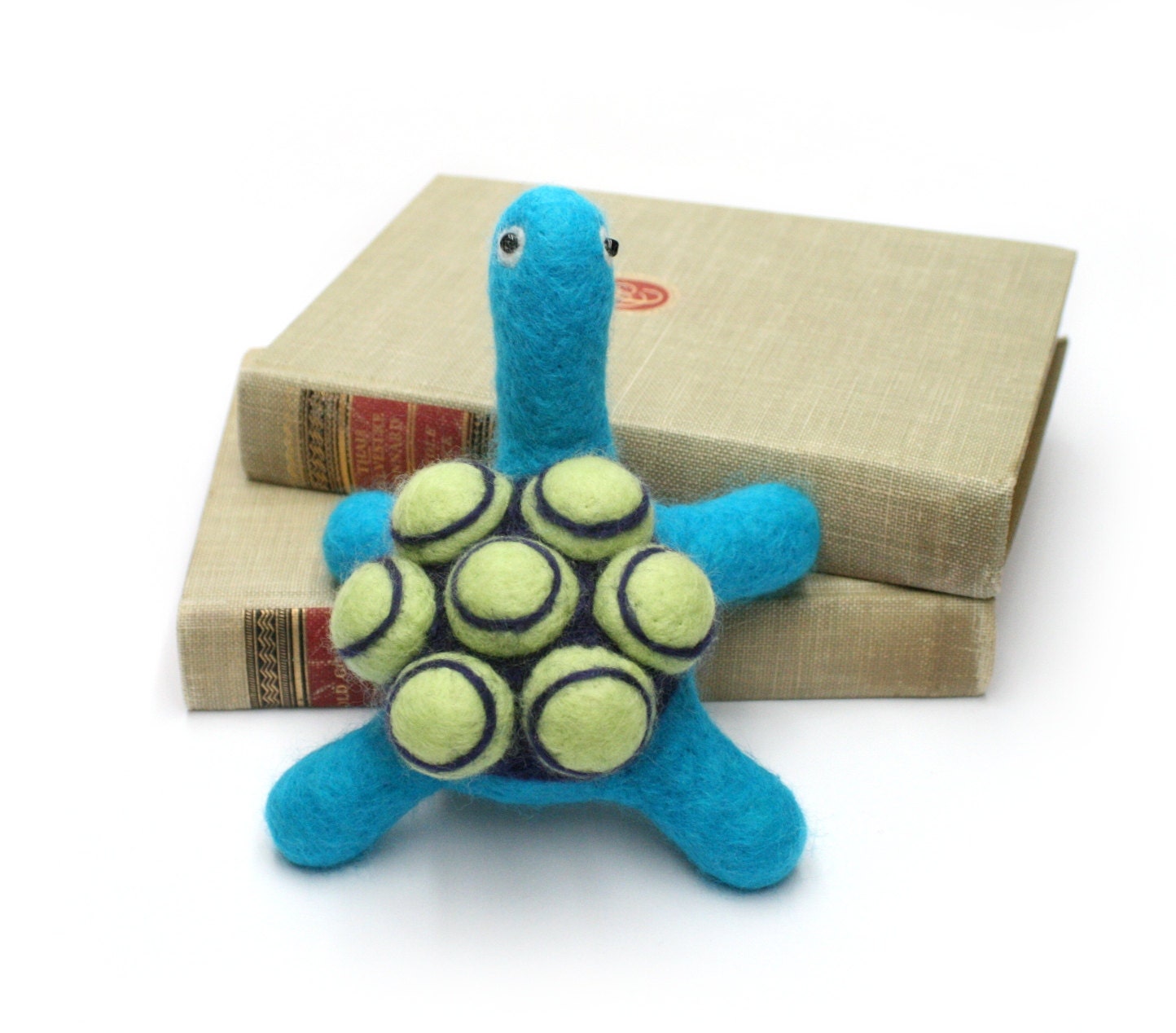 Sale // Needle Felt Turtle Blue With Green & Purple Shell Animal Sculpture Handmade Out Of Wool With Glass Bead Eyes Gift-  READY TO SHIP
