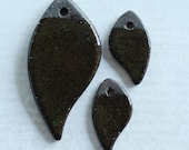 Ceramic Pendant Leaf Three Piece Set in Chocolate Clay in Chocolate Gloss Glaze