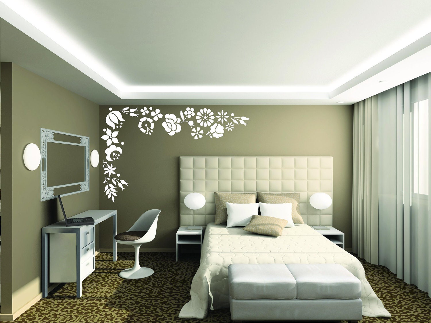 Flower Corner Decal White