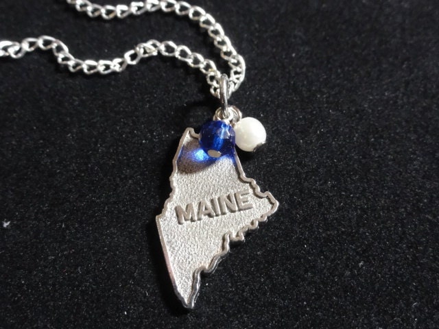 Maine Black Bears Sterling Silver Map Charm Pendant