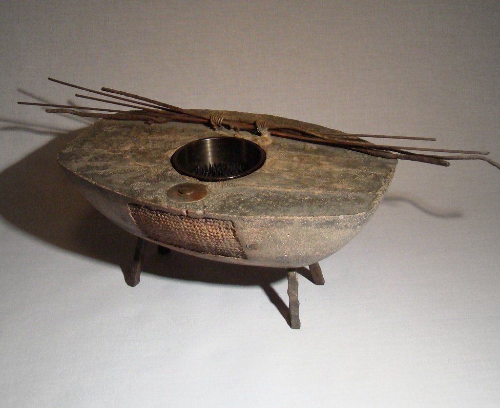 RIVER'S EDGE - An Ikebana Vase of Concrete and Steel