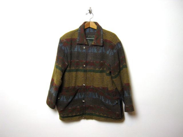 vintage 1990s colorful southwestern wool coat