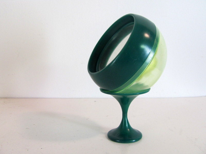 Vintage green Mid century MODERN MIRROR orb ball Eames panton era