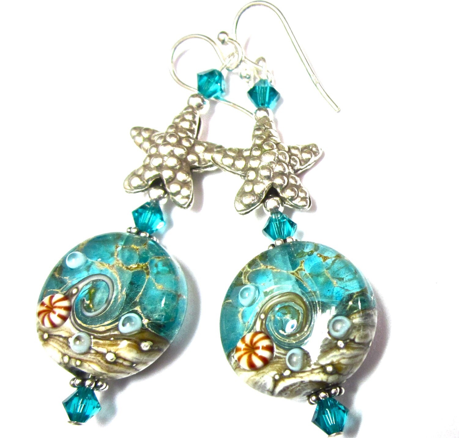 Lampwork Earrings Handmade OceanThemed Lampwork by SeeMyJewelry