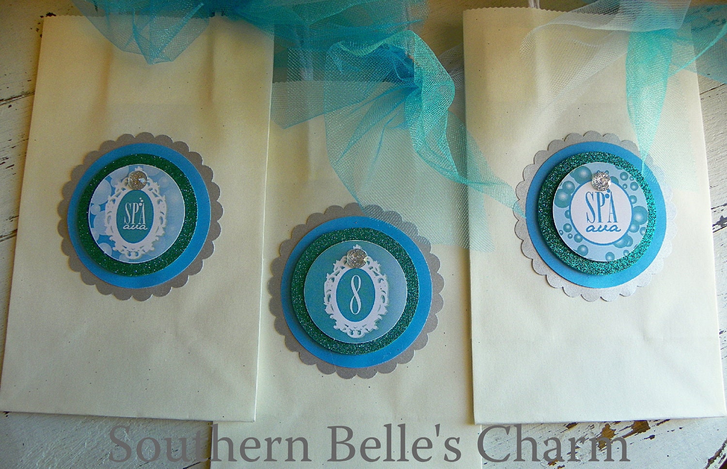 Spa Pinwheel Spa Bags with Tulle/Tag...Set of 12 Bags Il_170x135