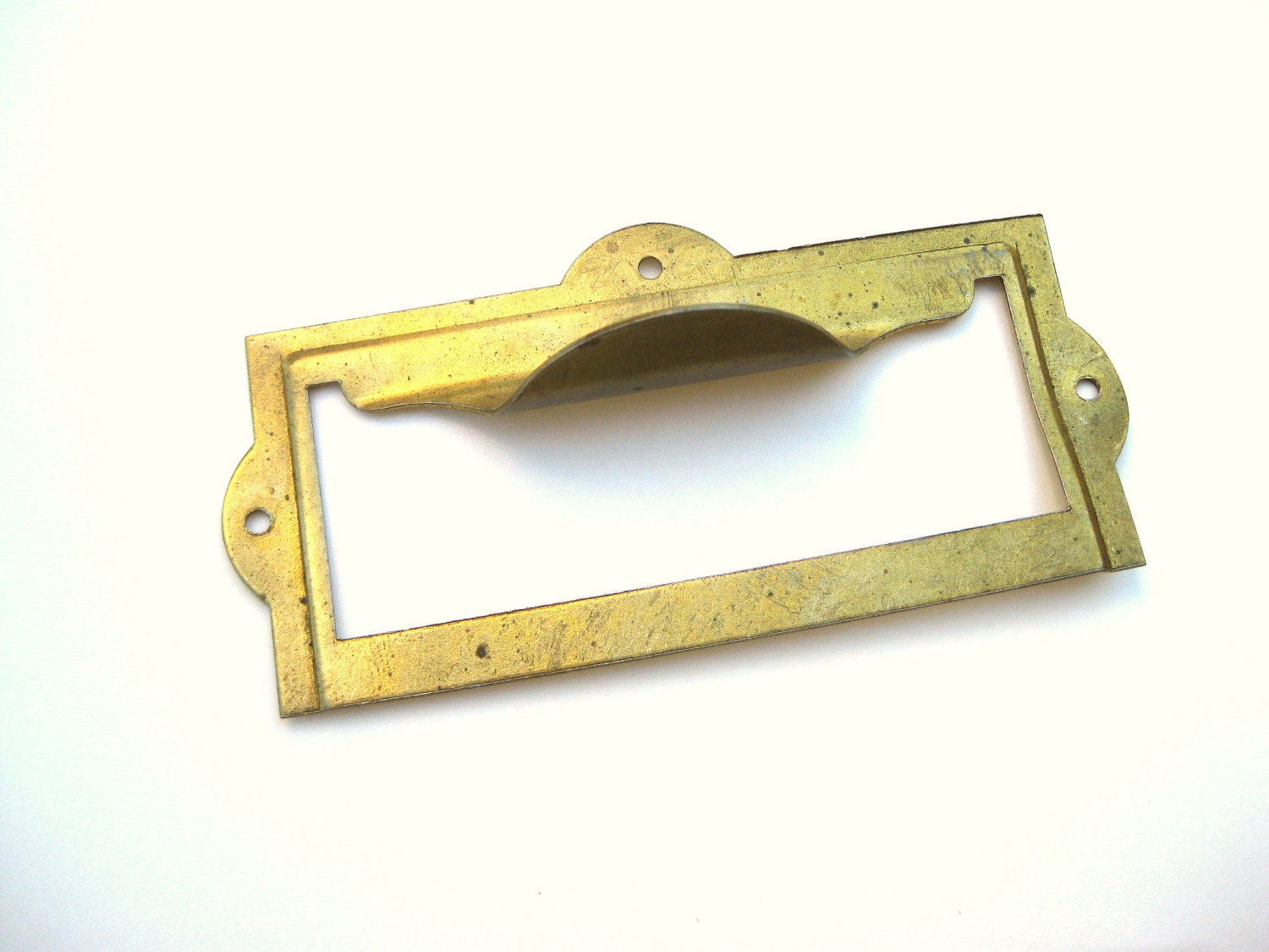Items similar to Vintage Brass Card Catalog Pull Drawer Pull File