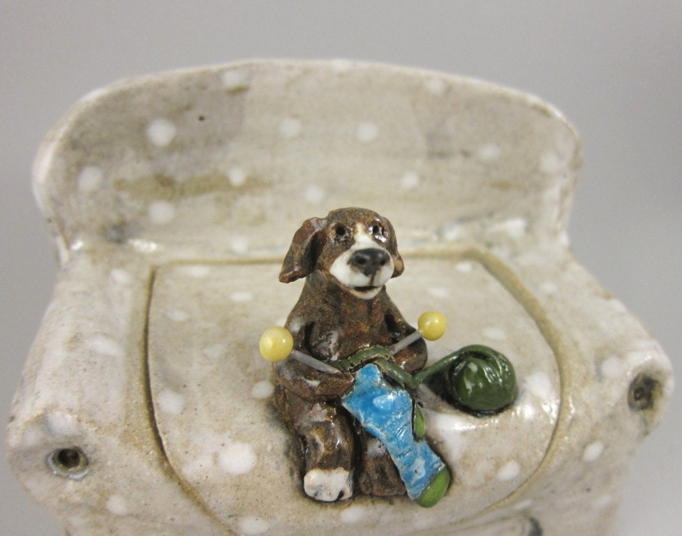 The Girl With The Blue Sock...Ceramic Keepsake Box
