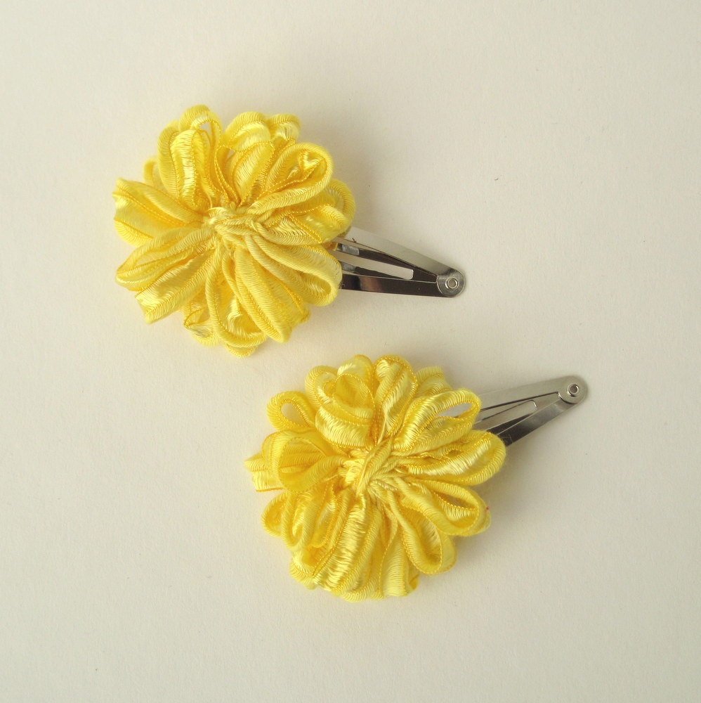 Flower Hair Clips, 2 yellow daisies for your hair