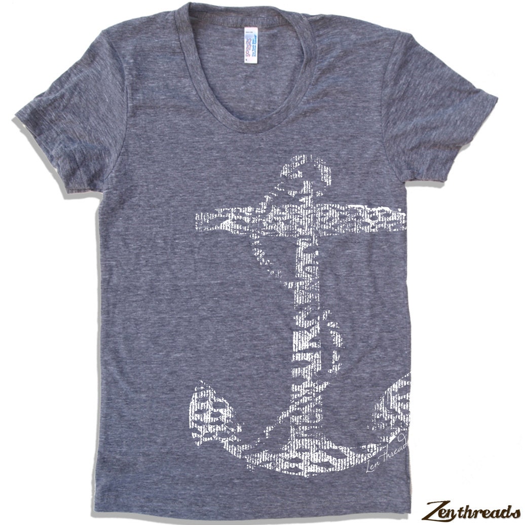Women's Vintage ANCHOR t shirt american apparelS M L XL (16 Colors Available)