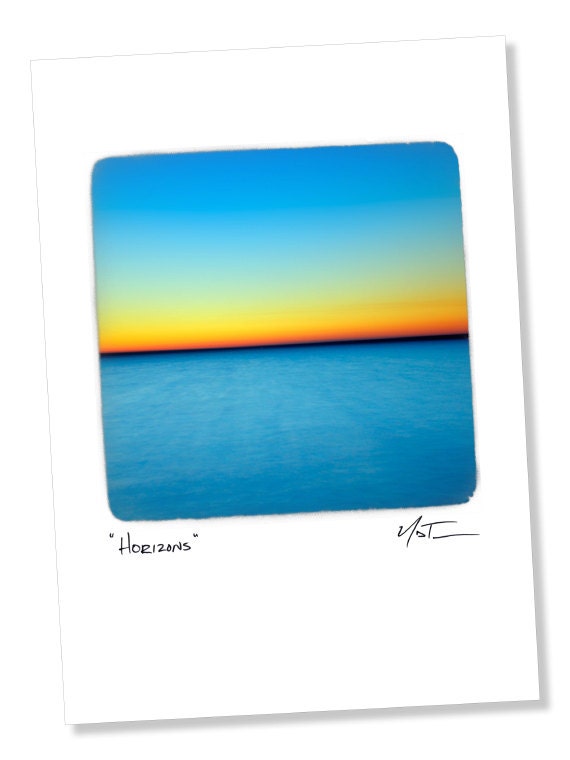 Nature Photo Greeting Card "Horizons" 5x7 Blank Card, Lake Sunset Photo Card, Abstract Art Card, Mini Print Card, Art Note Card, Nature Card