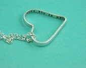 Hand Stamped Necklace - Sterling Silver Heart Necklace - Personalized Jewelry - I Carry You In My Heart - Remembrance Necklace