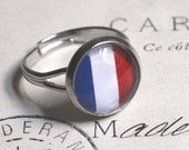 French flag ring tricoleur red white blue european French ring matching earring adjustable ring Paris fashion bijoux bague THREE for TWO R10 - acanthusjd