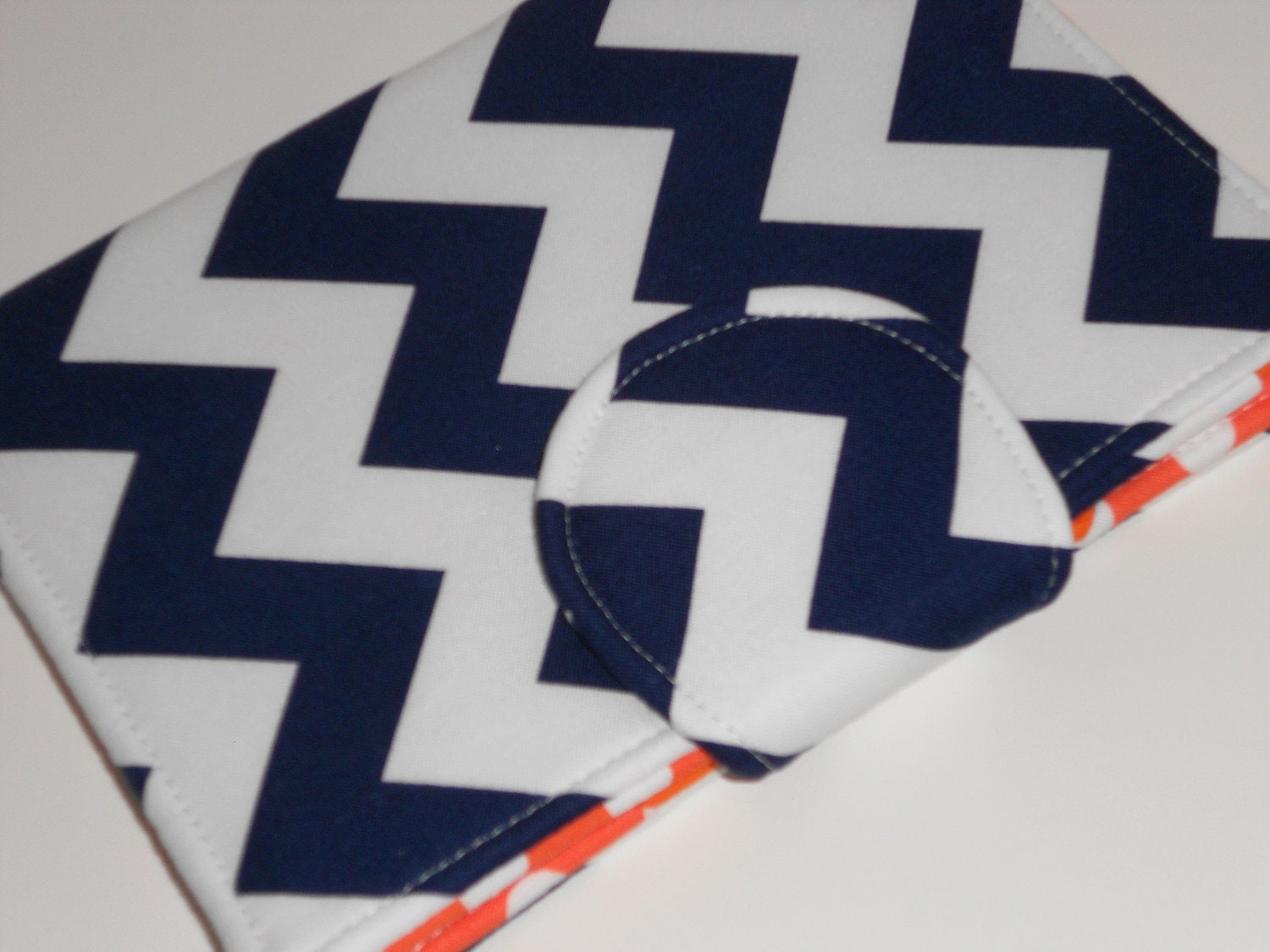 Kindle Cover Nook Cover Chevron NavyTangerine eReader Cover