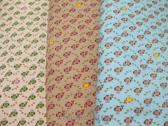 Kawaii Japanese Fabric - Cute Owl - Fat Quarter Bundle Set (ma0613)
