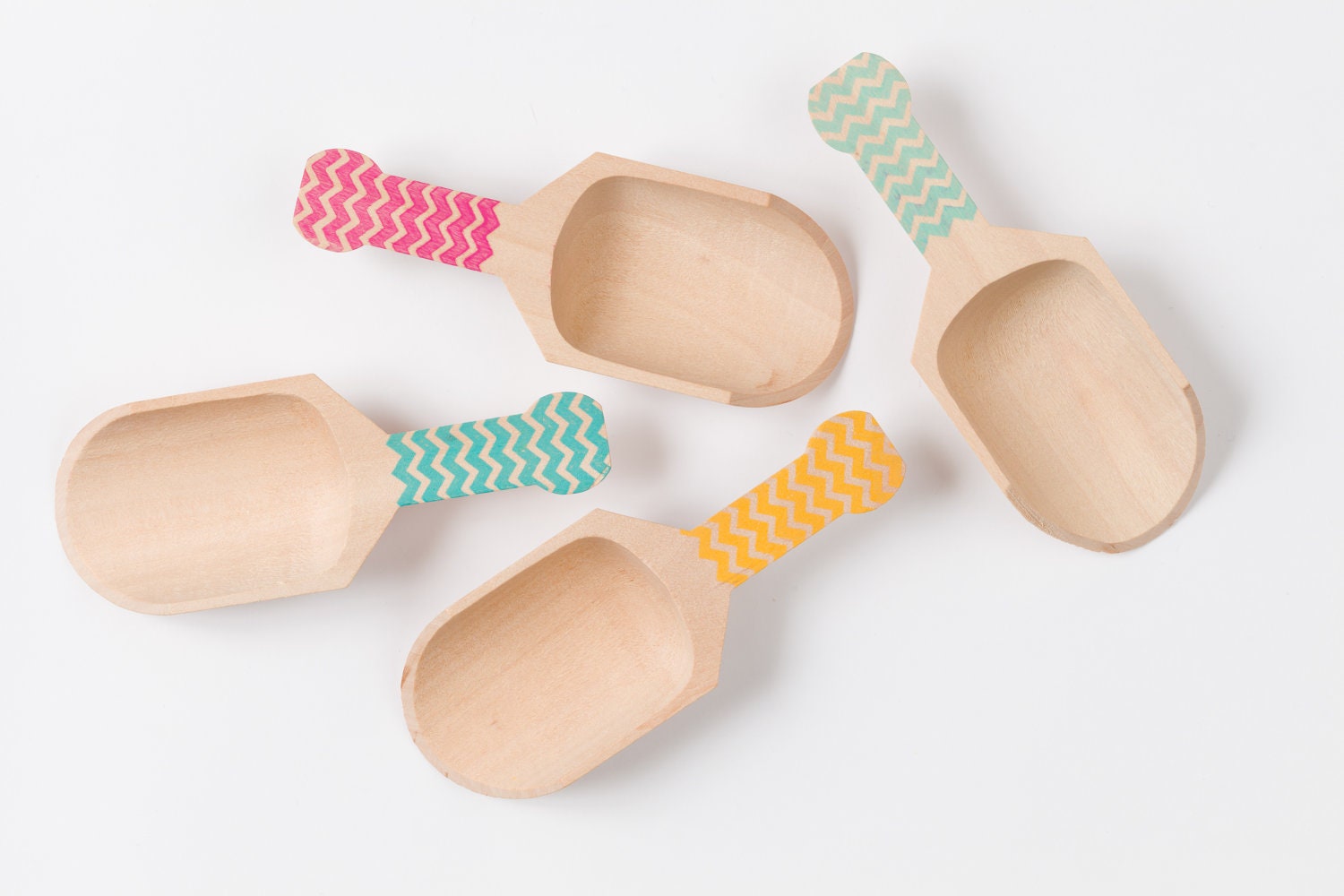 4 Larger Wooden Scoops - Chevron - Great For Serving Toppings Il_570xn