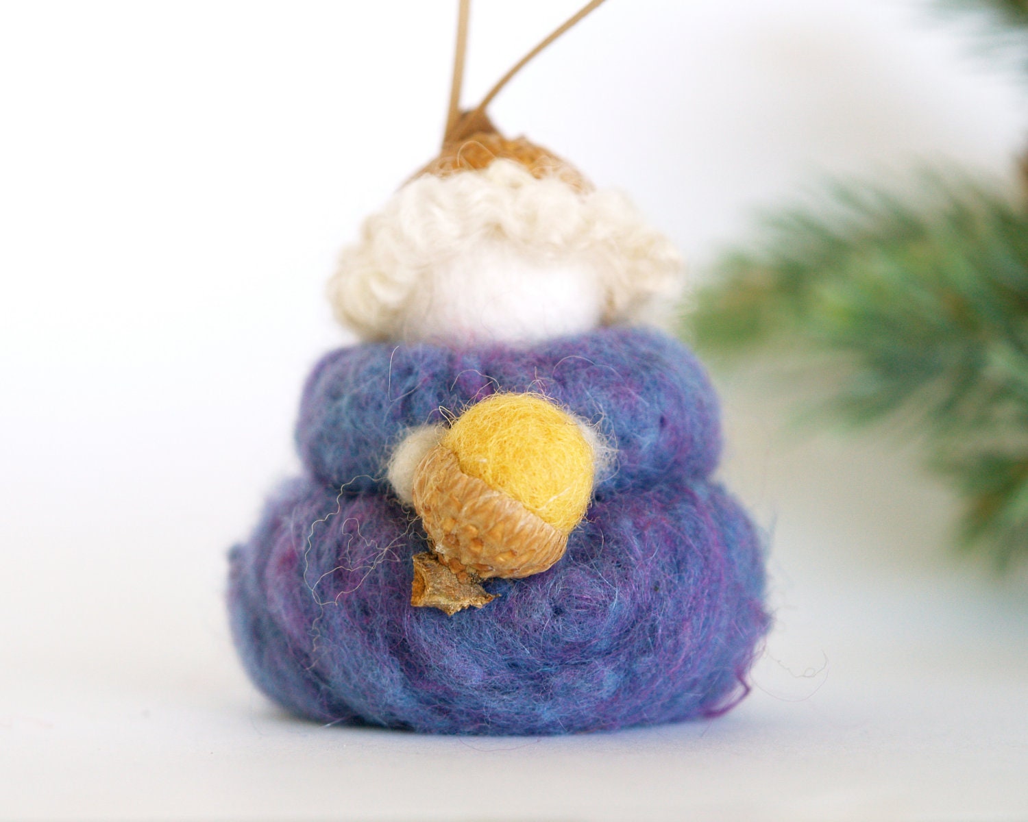Easter Fairy Ornament, Gnome Needle Felted Spring Decoration, Waldorf Doll, Acorn, children, kids, lavender purple, Magical