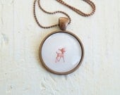 Deer Necklace Woodland, Wearable Art Photo Jewelry Pendant for Children and Adults, Enchanting, Magical Fawn, Easter Gift, Spring 