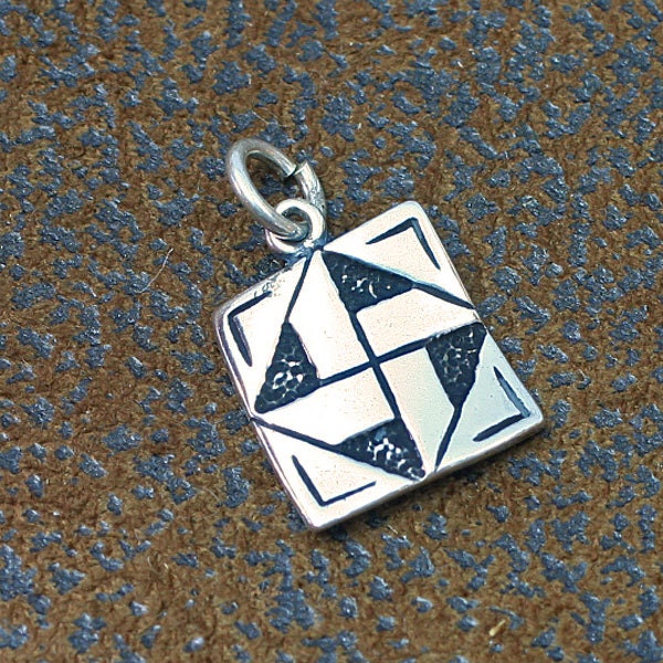 Sterling Silver QUILT CHARM -Jewelry For Quilters - Pinwheel